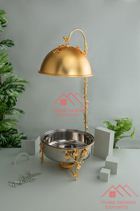 Chauffe-plats pour buffet en métal et laiton fini or accrocheur - Product Image 2