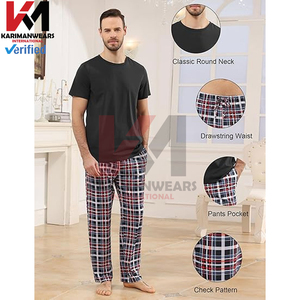 Conjunto de Pijama a Cuadros para Hombre, Ropa de Dormir Suave y Ligera, Camisa de Manga Larga, Pantalones Largos, Conjunto de Salón con Bolsillos, Ropa de Noche - Product Image 3