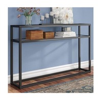 Table console moderne en métal fin avec plateau en marbre, meubles de salon, facile à nettoyer, fonctionnelle, décorative pour les petits espaces