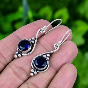 925 solide en argent Sterling fait à la main pierres précieuses améthyste Spinner boucles d'oreilles solides filles balancent meilleure qualité boucles d'oreilles en argent pour les femmes - Product Image 4