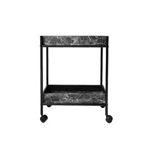 Stockage industriel polyvalent Chariot de bar à cadre en acier Surface en bois de noyer simulée Table de déménagement rapide - Product Image 2