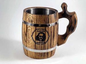 Eco-Friendly Wooden Viking <b>Mug</b> with Hand-Carved Engraving Animal & Religious Designs - Product Image 3
