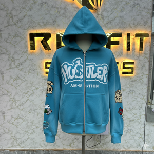 Impreso Calidad fina Por fabricante Diseño único Cremallera Sudadera con capucha Puff Impreso hecho en fábrica precio barato sudaderas con capucha para hombres - Product Image 1