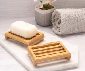 Porte-savon en bambou Porte-savon drainable écologique naturel pour l'organisation du comptoir de la salle de bain et de la cuisine - Product Image 6