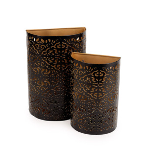 เชิงเทียนโลหะสองสีงานแฮนด์เมดโคมไฟคริสมาสต์เชิงเทียนไม้สำหรับตกแต่งบ้าน - Product Image 3