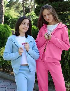 Ensemble de sweat-shirt en polaire pour filles, de haute qualité, respirant, deux pièces, sweat-shirt et survêtement pour enfants, vêtements d'extérieur - Product Image 4