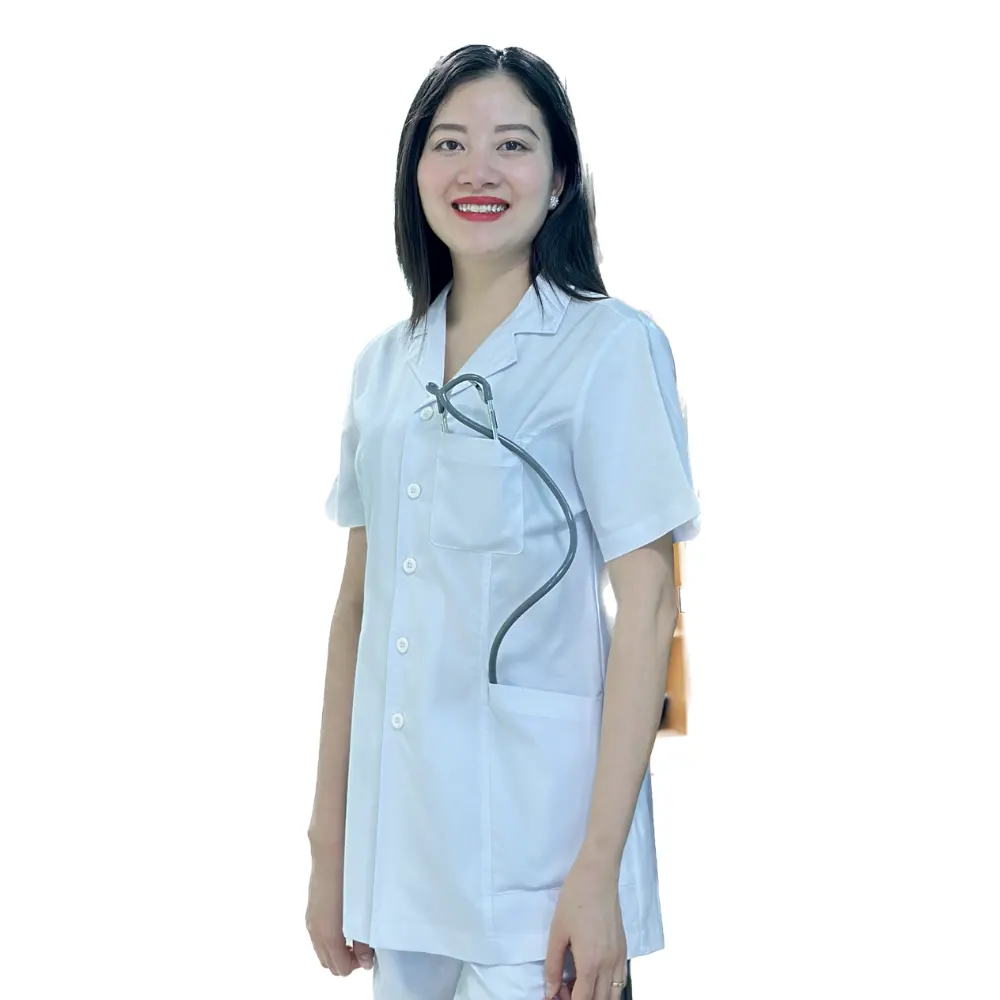 Wholesale Custom Sample White Lab coat Hospital Uniform Soft And Smooth Cotton Polyester Fabric Doctor Nursing Uniform Set