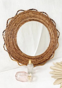 Espejo de plátano, espejo natural redondo, vintage, adornos de pared de espejo, espejo de mimbre - Product Image 2