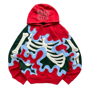 Skeleton New Fashion Sudaderas con capucha para hombre Ropa de calle informal cómoda con esqueleto Logotipo frontal de color sólido Esqueleto - Product Image 3