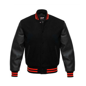 Nouvelle veste universitaire en laine et cuir de style vintage pour hommes, taille XS, motif solide avec fermeture à glissière de service OEM pour la saison printanière - Product Image 4
