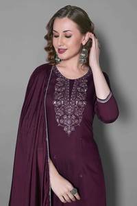 Traditional Heavy Rayon Fancy Embroidery Work Plazzo <b>Kurti</b> Dupatta Set <b>Women</b> Festival Casual Wear Plus Viscose Lehenga Choli - Product Image 3