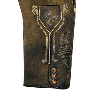 2025 nuevo conjunto de disfraz de Lederhosen Kniebund bávaro para hombres pantalones cortos de cuero bordados decoración Floral estilo Oktoberfest sólido - Product Image 5