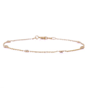 Bijoux minimalistes faits à la main, Bracelet de pierres précieuses rondes en diamant précieux naturel, Bracelet de chaîne en or jaune massif 18K pour femmes - Product Image 2