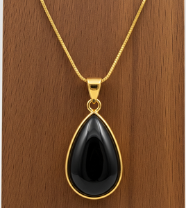 <b>Top</b> Grade 925 Sterling <b>Silver</b> <b>Chain</b> Bezel Setting Bohemian Natural Black Onyx Drop Shape Pendant Healing Crystal Fashion Gift - Product Image 2