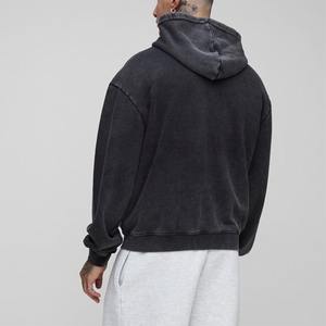 Sudaderas con capucha lavadas con spray personalizadas para hombre heavyweight 450GSM logotipo impreso personalizado hip hop Basics sudadera con cremallera para hombre - Product Image 3