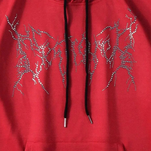 Sweats à capuche en molleton de coton pour hommes personnalisés avec logo strass à l'avant prix de gros pour l'hiver - Product Image 2