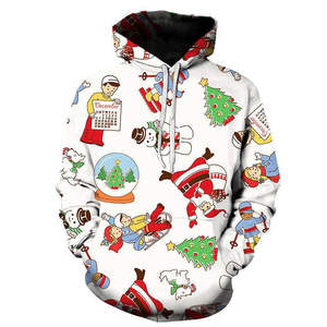 New Products 100% Polyester <b>Christmas</b> <b>Hoodie</b> <b>Hoodie</b> Santa and Snowman Print Custom Hoodies for Men and Women - Product Image 6