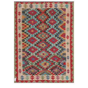 Alfombra Kilim de Maimana, Afganistán, 191 x 144 cm, Alfombras y Juegos de Alfombras - Product Image 1