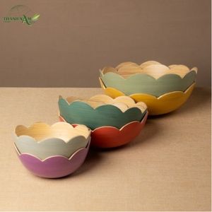 Handcrafted Customized Spun <b>Bamboo</b> <b>Bowl</b>-Eco-Friendly Disposable Party Home Use Elegant Floral Silhouette - Product Image 5