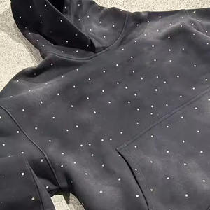 Sudadera con Capucha Personalizada de Poliéster/Algodón con Pedrería, Lavado Ácido, Tinte Liso, Estilo Vintage de Primavera - Product Image 2