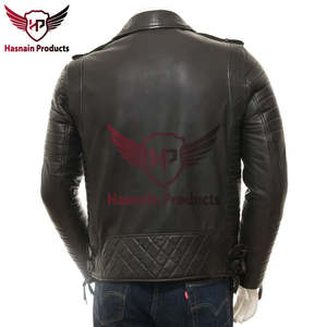 Veste de motard en cuir noir véritable personnalisée pour hommes, vêtements d'extérieur de moto personnalisables pour l'aventurier moderne, veste de motard - Product Image 2