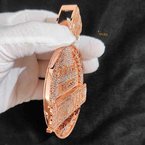 Bold 925 Sterling Silver Lab Grown Diamond AUTO HECHO Colgante Totalmente Iced Out Hip Hop Collar Joyería única Regalo de moda para él - Product Image 3