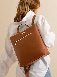 Norvyn Classic Genuine Leather <b>Lightweight</b> Travel <b>Backpack</b> with Zipper Closure - Product Image 2