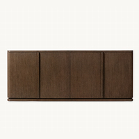 Buffet de rangement vintage RH LIGNE en bois massif à 4 portes réglables, finition vieillie, pour salon, à placer derrière le canapé et la télévision