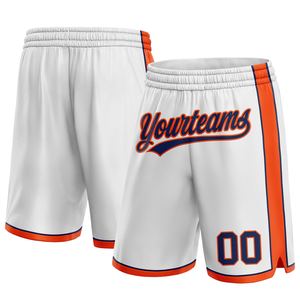 Industrie Direct Engro Sportswear Pantalones cortos de baloncesto Custom White Navy-Orange Pantalones cortos de baloncesto auténticos - Product Image 1