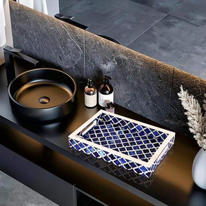 Plateau de service en os incrusté de style vintage pour la décoration d'hôtel, plateau en os incrusté pour bar et cuisine, pour servir des collations et du café - Product Image 5