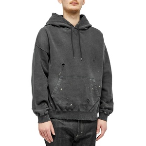 Sudadera con capucha de algodón pesado para hombre al por mayor, jersey de lujo con bordado desgastado de calidad, sudaderas con capucha de talla grande personalizadas - Product Image 1