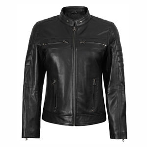 Veste en cuir véritable sur mesure de haute qualité pour femmes avec toile souple respirant col rabattu Design à la mode - Product Image 4