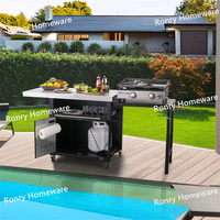 Chariot pliant en métal pour cuisine extérieure RR DR-P2334, série pour plus de 5 personnes, grill en acier inoxydable thermolaqué, facile à assembler et à nettoyer