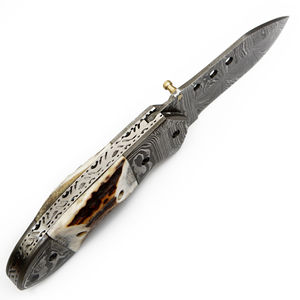 Couteau pliant en acier damas personnalisable poignée en bois confortable nouveau Design couteaux à lame fixe OEM de haute qualité pour le bricolage - Product Image 3