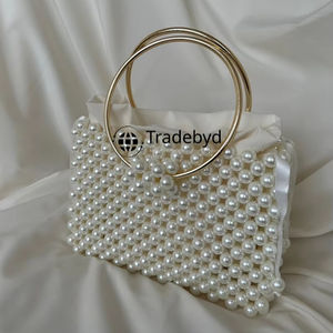 <b>Pearl</b> <b>Clutch</b> for Diwali Gifts Elegant Handmade Fashion Purse Chains Straps Beading Waterproof for Women Festive Gifting Tradebyd - Product Image 1