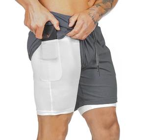 Short de basket-ball respirant pour homme, séchage rapide, Double couche, poche doublée, personnalisé - Product Image 2