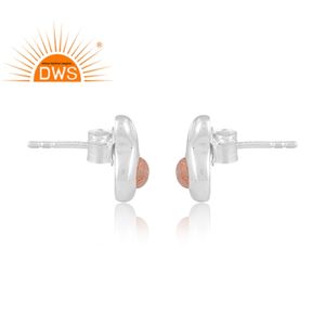 Nouvelles Boucles d'Oreilles Clous en Argent Sterling Fin et Pierre de Lune Pêche Naturelle, Fabricant de Bijoux Personnalisés - Product Image 3