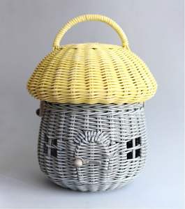 Cesta de almacenamiento de casa de muñecas para niños, cesta nórdica de mimbre con forma de seta de mimbre para decoración de habitación - Product Image 2