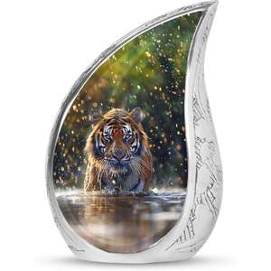 Nouvelles urnes en aluminium de conception imprimée de tigre noir pour l'urne de crémation de larme de cendres humaines pour les fournitures funéraires d'humains - Product Image 4