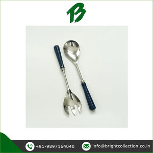 Ensemble de service à salade en acier inoxydable à manche en résine bleu foncé largement exporté meilleure qualité ensemble de couverts à cuillère de service à salade - Product Image 3