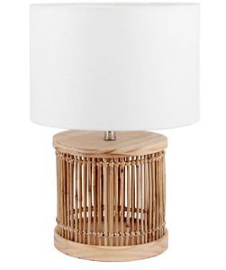 Cane Table Lamp Customized Design Farmhouse Style Rattan <b>Shade</b> Desk Lamp with Creative Weave and Warm White <b>Light</b> - Product Image 4
