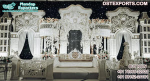 Escenario de recepción musulmán, Walima con paredes de vela, boda asiática, abierto, de compromiso con temática de bollwood - Product Image 4