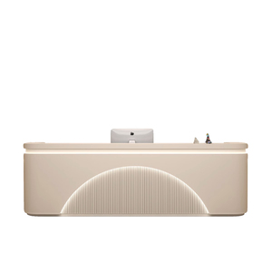 Modern Hotel Wood Reception Desk LED Counter Multifunctional Storage Salon Beauty <b>Nail</b> Modeling Front Desk - Product Image 1
