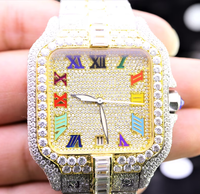 Totalmente helado y personalizado Hip Hop dos tonos reloj Baguettes doble tono automático Moissanite diamante busto abajo reloj
