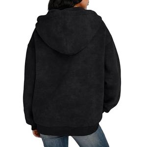 Sweat à capuche oversize pour femme, effet délavé, fermeture éclair, en molleton de coton 500 GSM, fabrication OEM personnalisée, marque privée - Product Image 4
