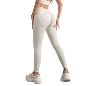 Mallas de gimnasio de compresión transpirables sin costuras de cintura alta estilo informal entrenamiento de secado rápido logotipo antibacteriano tejido agradable a la piel - Product Image 5