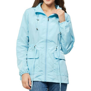 Veste de sport coupe-vent légère pour femmes Manteau zippé à blocs de couleurs Veste décontractée à manches longues Jogging Veste en jean à capuche - Product Image 5