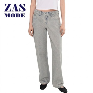 Nouveau Jean Denim Ample Bleu Taille Basse Coupe Large pour Femme 100% Coton Séchage Rapide Écologique Style Boyfriend Coupe Décontractée - Product Image 1