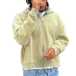 Venta caliente Streetwear Sudaderas con cremallera Oversized Premium Blanks Hombres Bordado personalizado 100% Algodón 360g Sudadera con capucha de peso pesado - Product Image 1