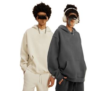 Drop Shoulder Oversized Mens Hoodie 500 GSM Heavyweight 100% Cotton Fleece Plain Baggy Hooded Sweatshirt Casual Blank Sportswear - Product Image 1